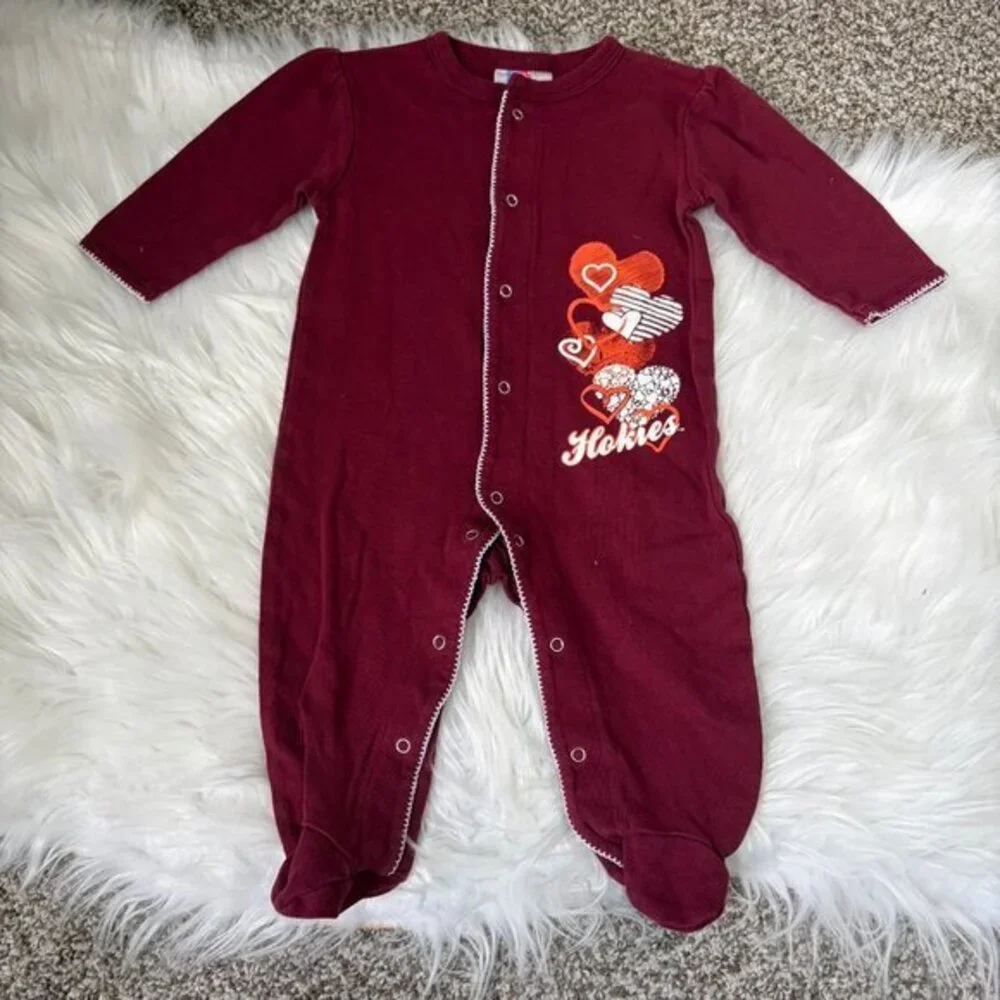 Virginia Tech Hokies Footed Sleeper Baby Girls 3-6 Months